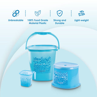 Funk 3 Pieces Bathroom Set - 18 ltr + 1.5 Mug + Stool