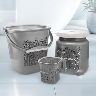 Funk 3 Pieces Bathroom Set - 18 ltr + 1.5 Mug + Stool