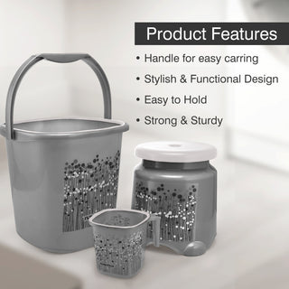 Funk 3 Pieces Bathroom Set - 18 ltr + 1.5 Mug + Stool