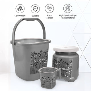 Funk 3 Pieces Bathroom Set - 18 ltr + 1.5 Mug + Stool