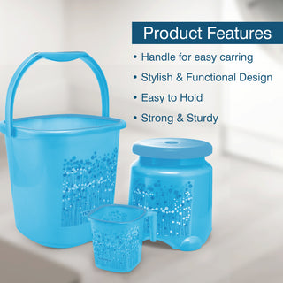 Funk 3 Pieces Bathroom Set - 18 ltr + 1.5 Mug + Stool