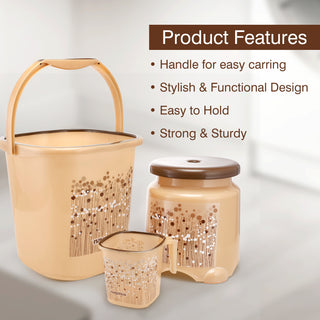 Funk 3 Pieces Bathroom Set - 18 ltr + 1.5 Mug + Stool