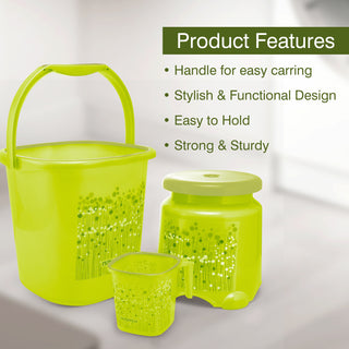 Funk 3 Pieces Bathroom Set - 18 ltr + 1.5 Mug + Stool