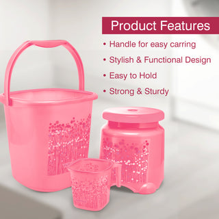 Funk 3 Pieces Bathroom Set - 18 ltr + 1.5 Mug + Stool