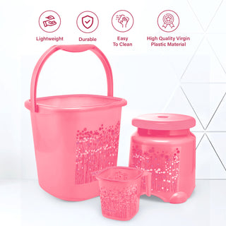 Funk 3 Pieces Bathroom Set - 18 ltr + 1.5 Mug + Stool
