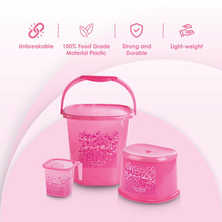 Funk 3 Pieces Bathroom Set - 18 ltr + 1.5 Mug + Stool