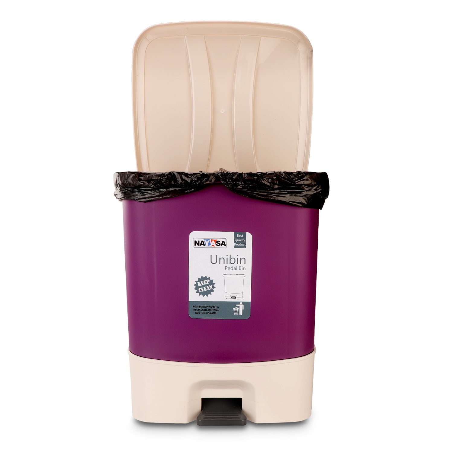 Unibin Square Dustbin Violet / 20 Ltrs