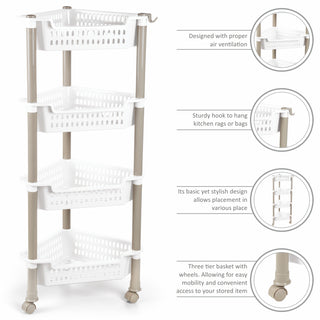 Corner Trolley White / 4 Layer