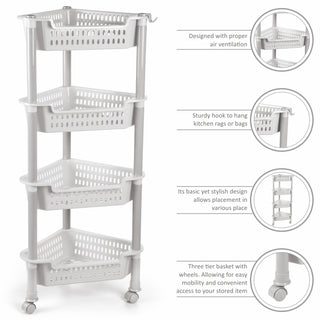 Corner Trolley Grey / 4 Layer