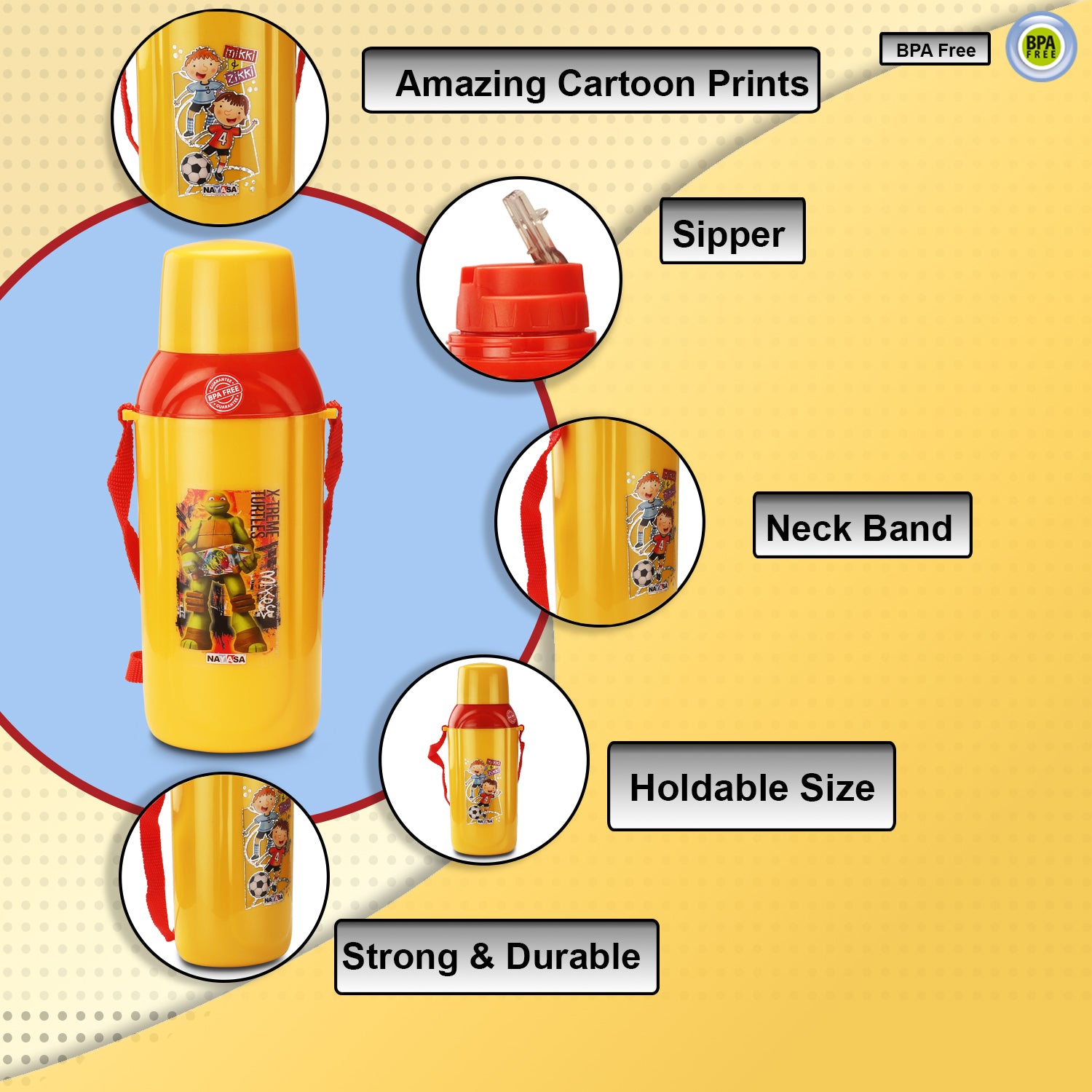 Nippy Kids Water Bottle Yellow / 700 ml