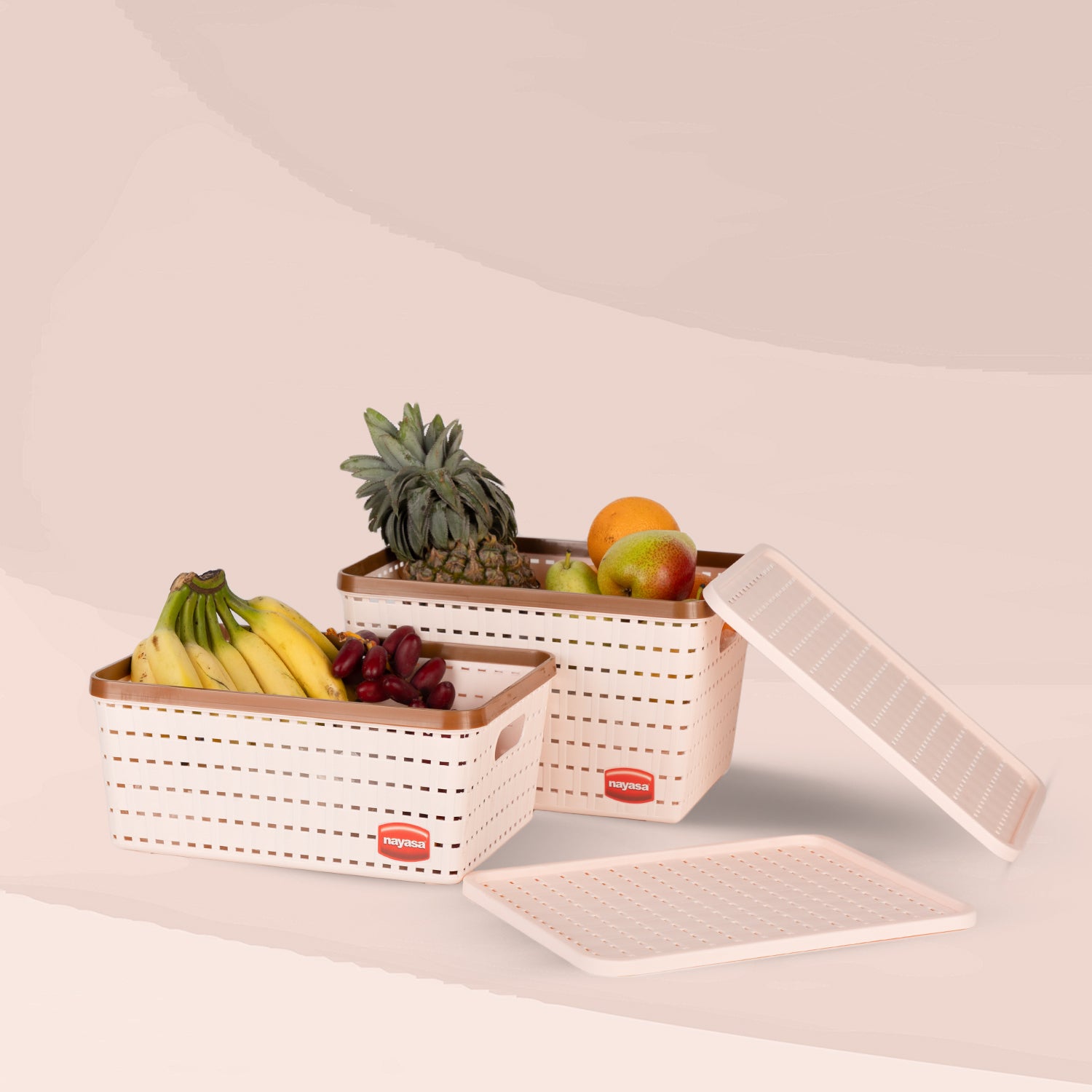 Gloria Basket Set of 2 Beige / Medium + Big