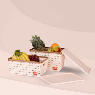 Gloria Basket Set of 2 Beige / Medium + Big