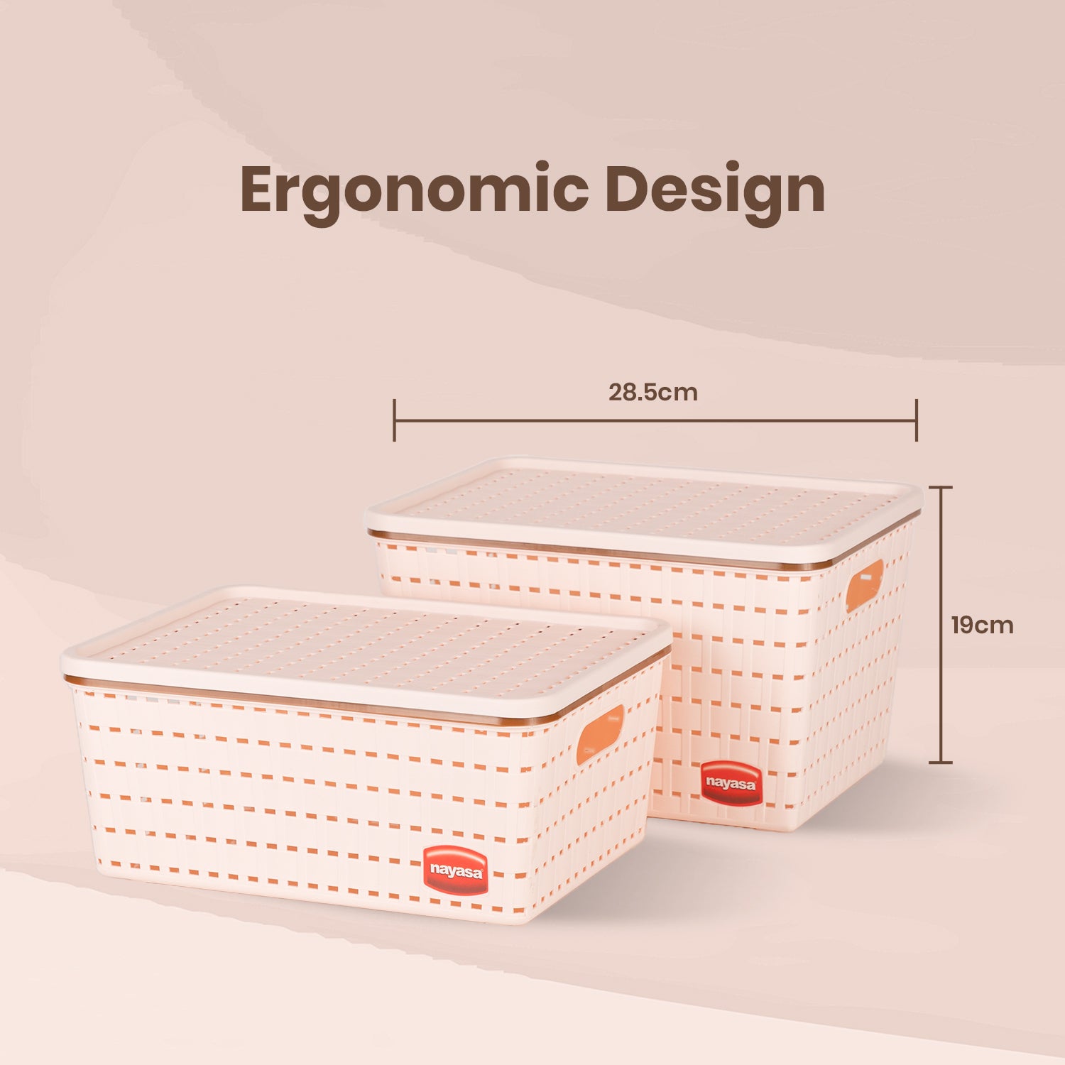 Gloria Basket Set of 2 Beige / Medium + Big