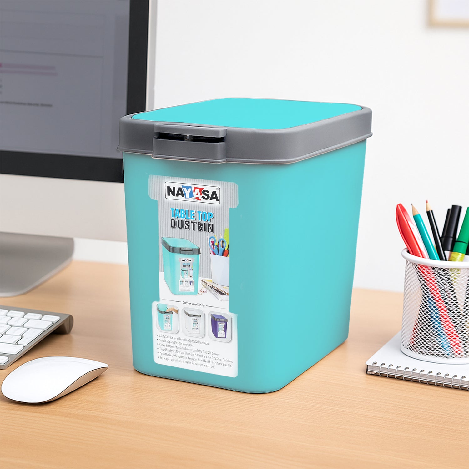 Table Top Dustbin Green