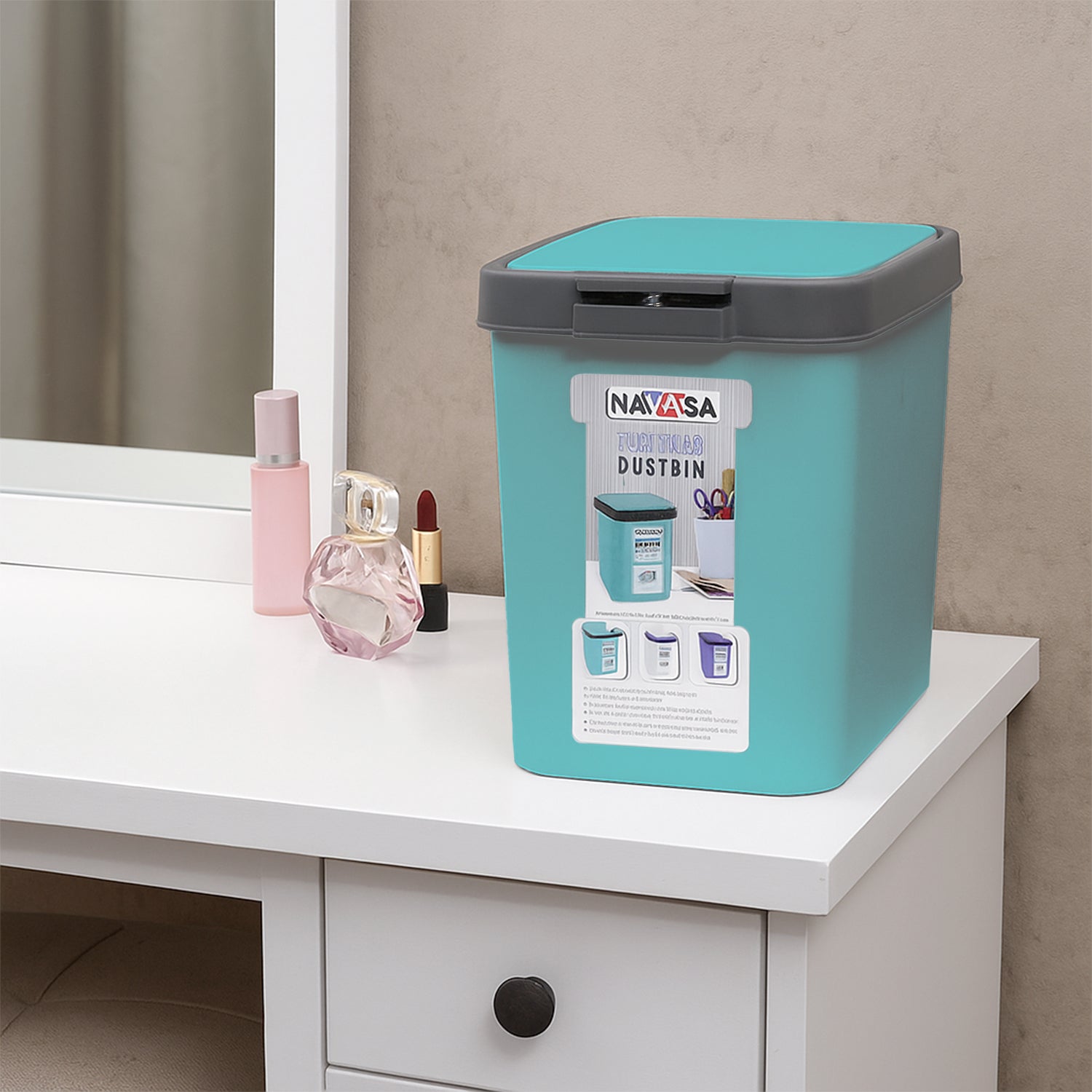 Table Top Dustbin Green