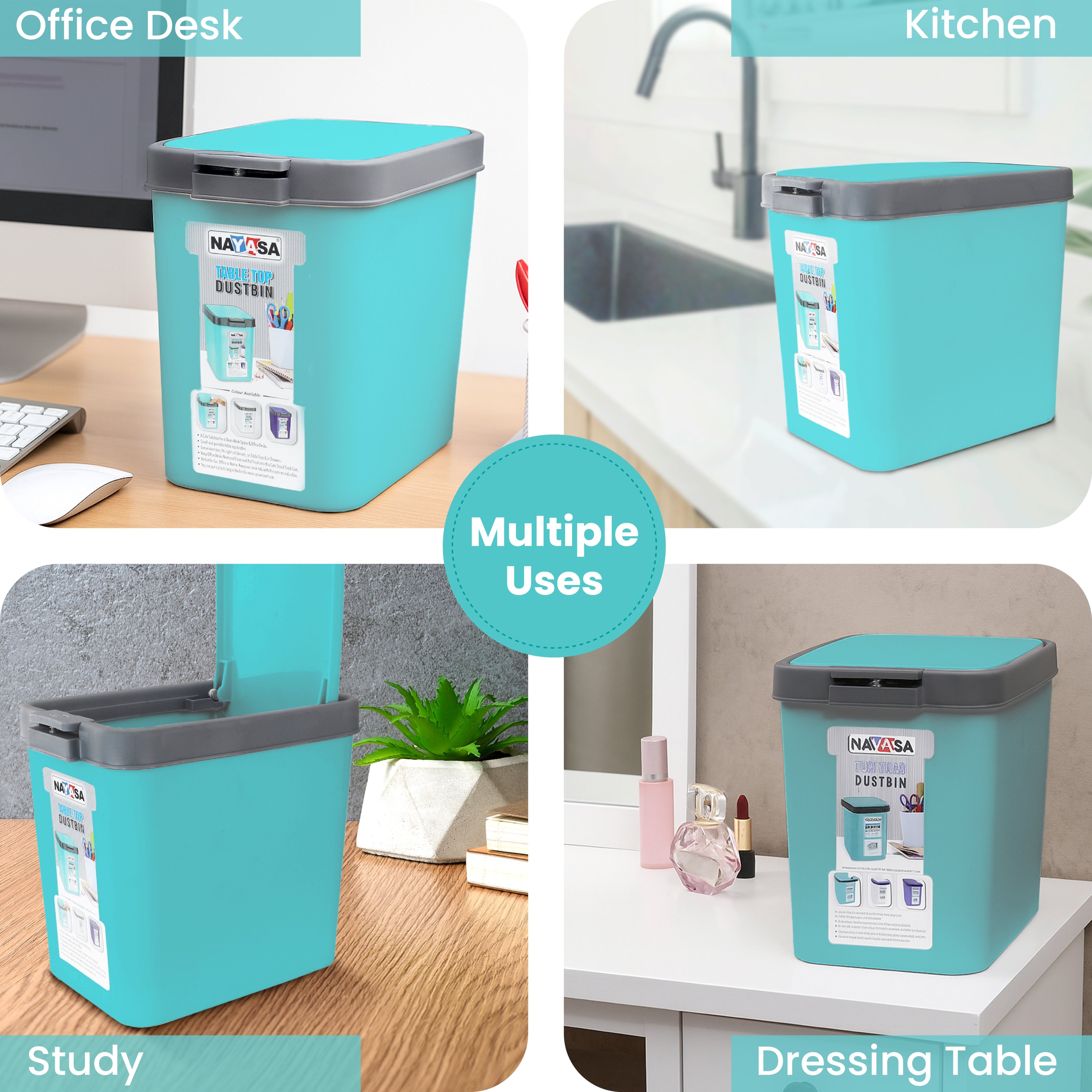 Table Top Dustbin Green