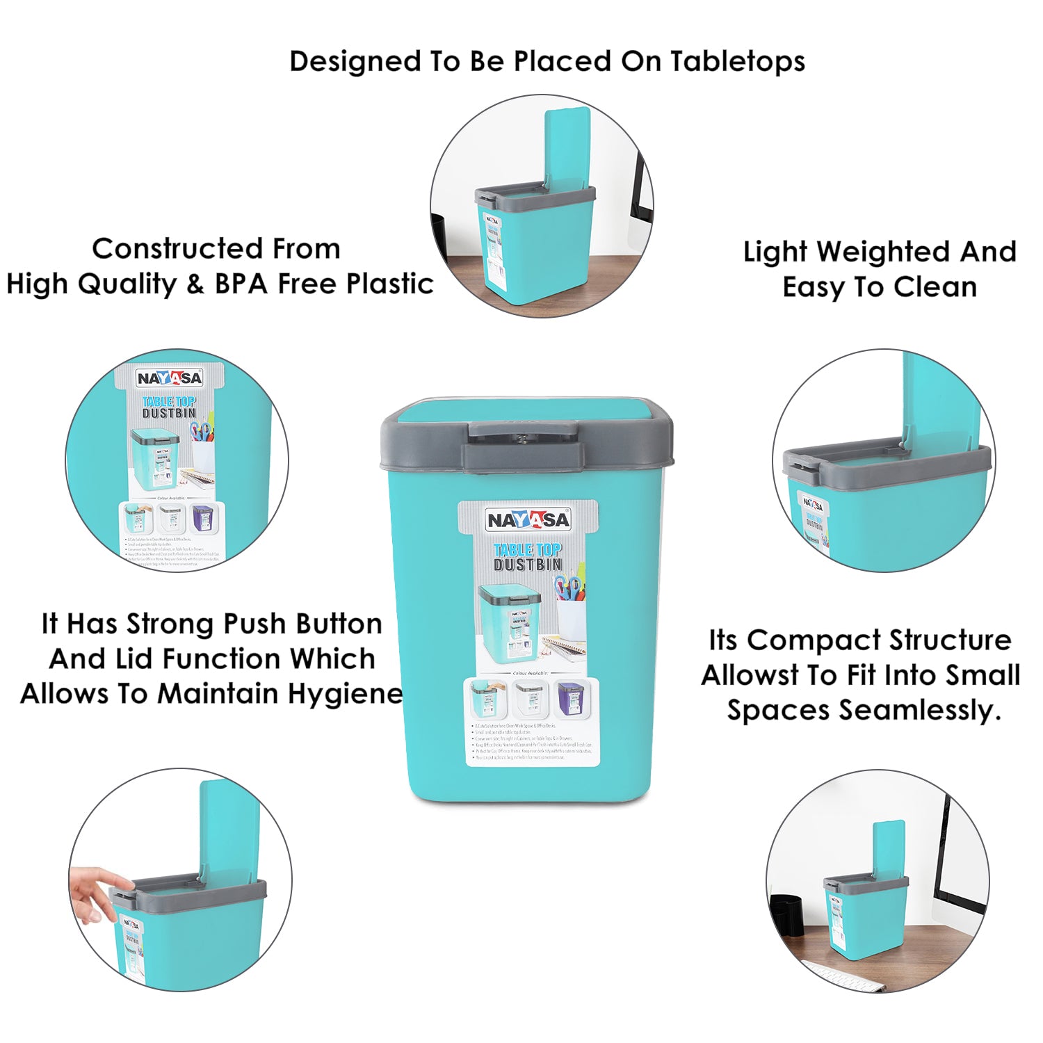 Table Top Dustbin Green