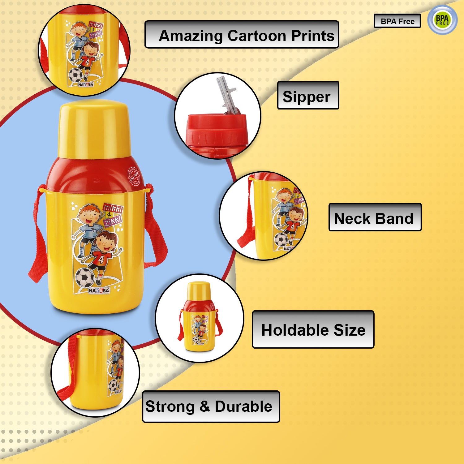 Nippy Kids Water Bottle Yellow / 500 ml