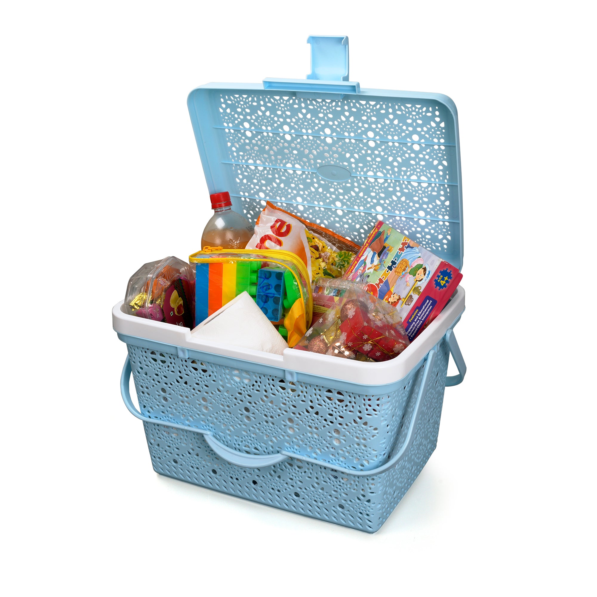 Flower Picnic Basket Blue