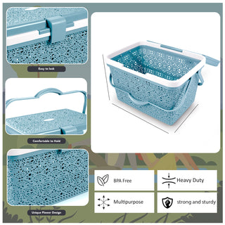 Flower Picnic Basket Blue