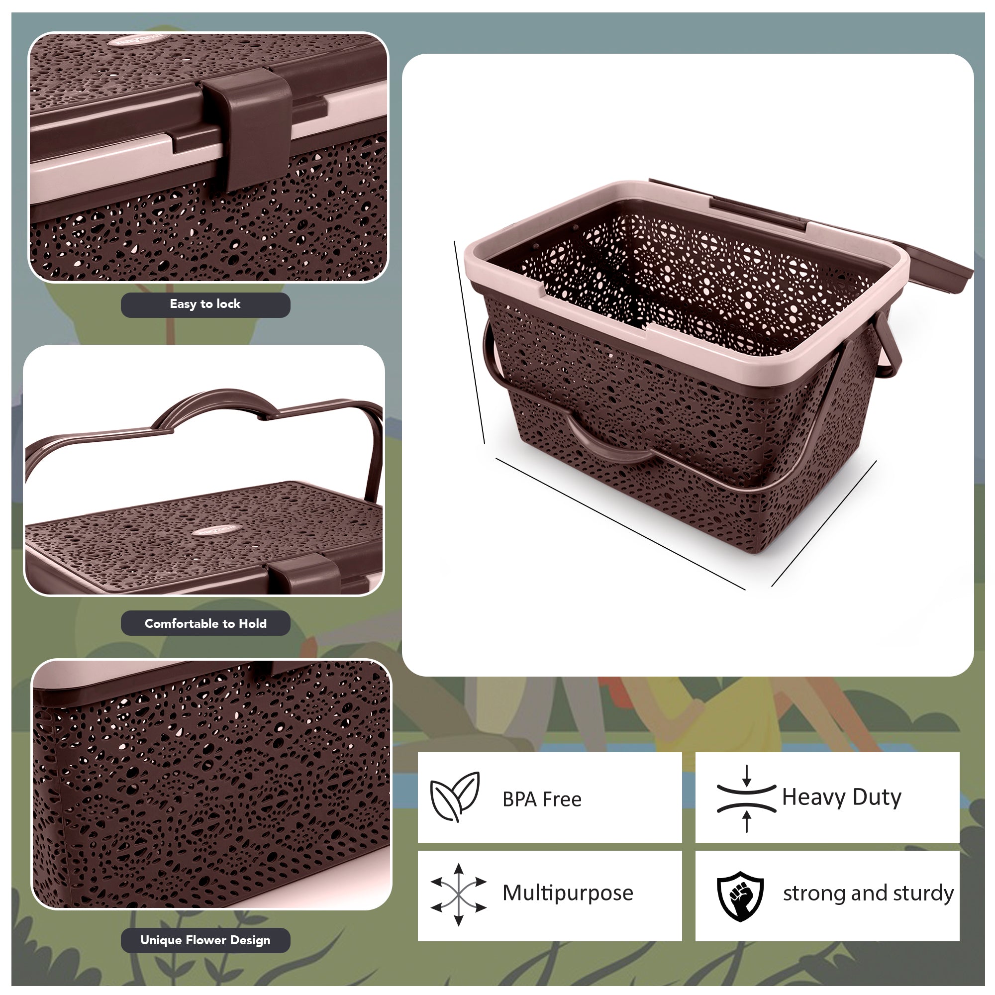 Flower Storage Basket Dark Brown / Medium