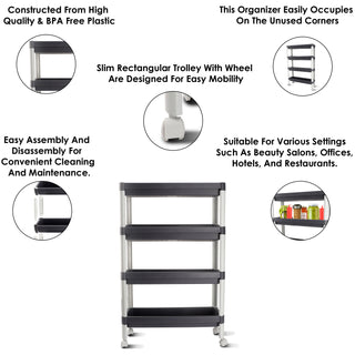 Slim Multipurpose Trolley Grey / 4 Layer