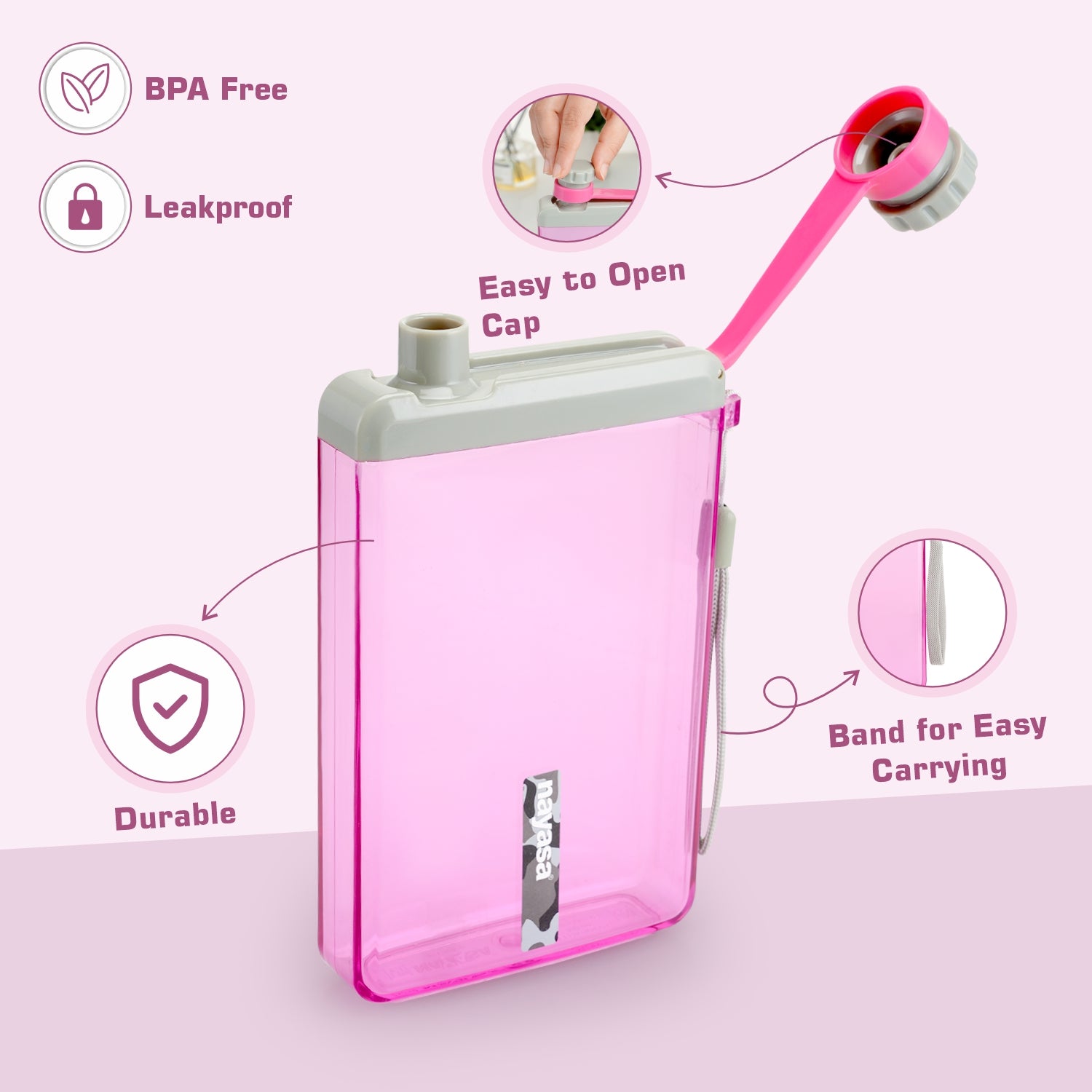 Zelda Bottle- 550 ML Pink / Set of 1