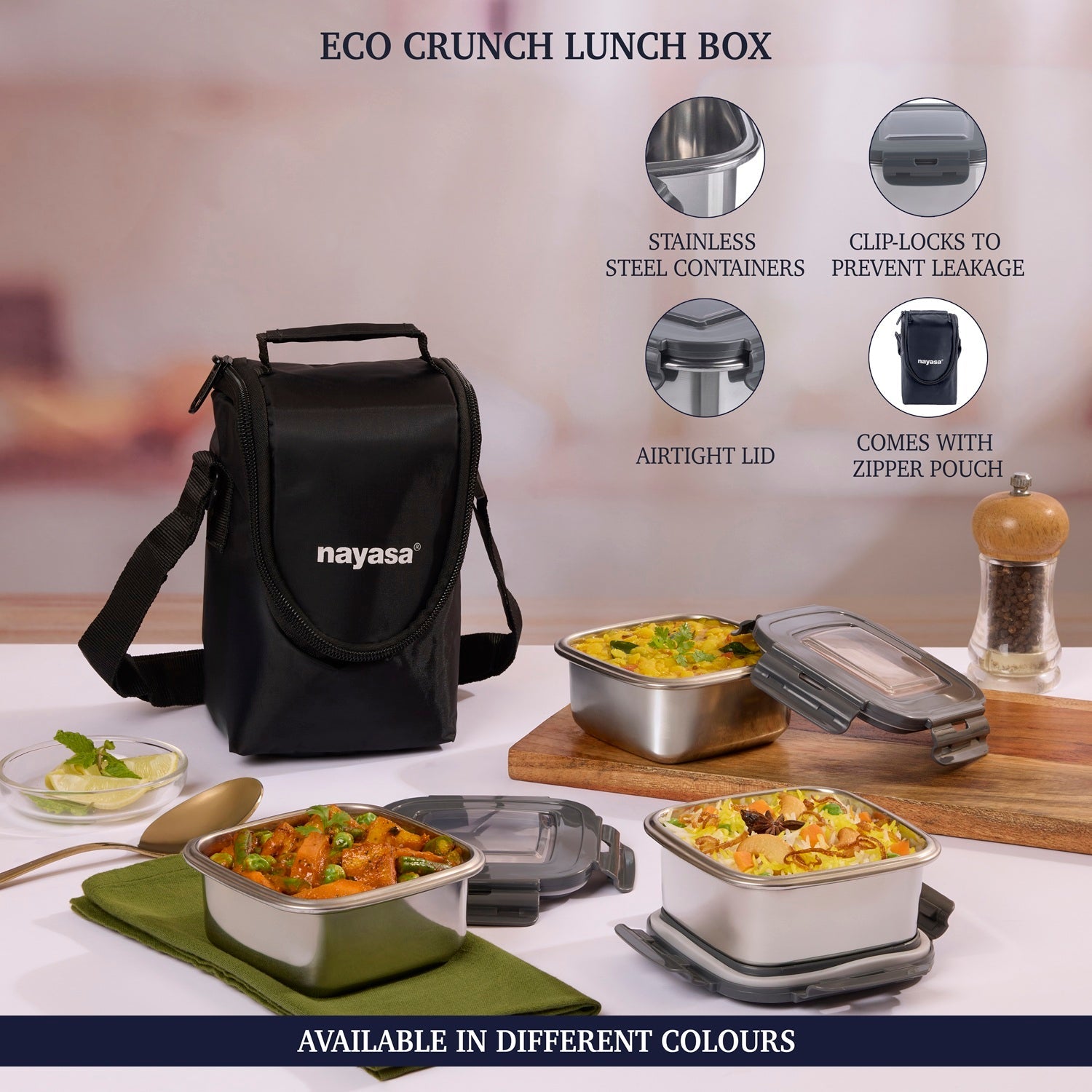 Eco Crunch Lunch Box With 3 Containers of 300 ml Each