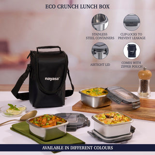 Eco Crunch Lunch Box With 3 Containers of 300 ml Each