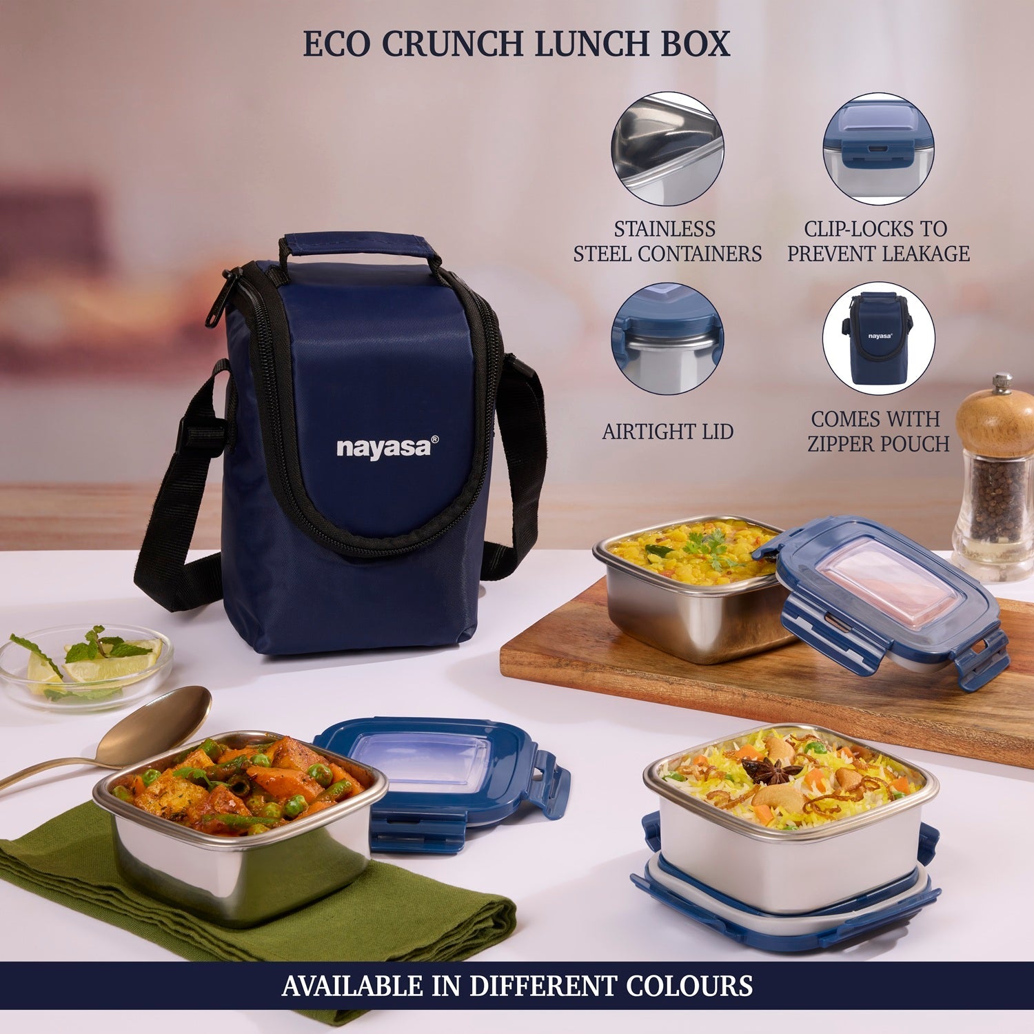 Eco Crunch Lunch Box With 3 Containers of 300 ml Each