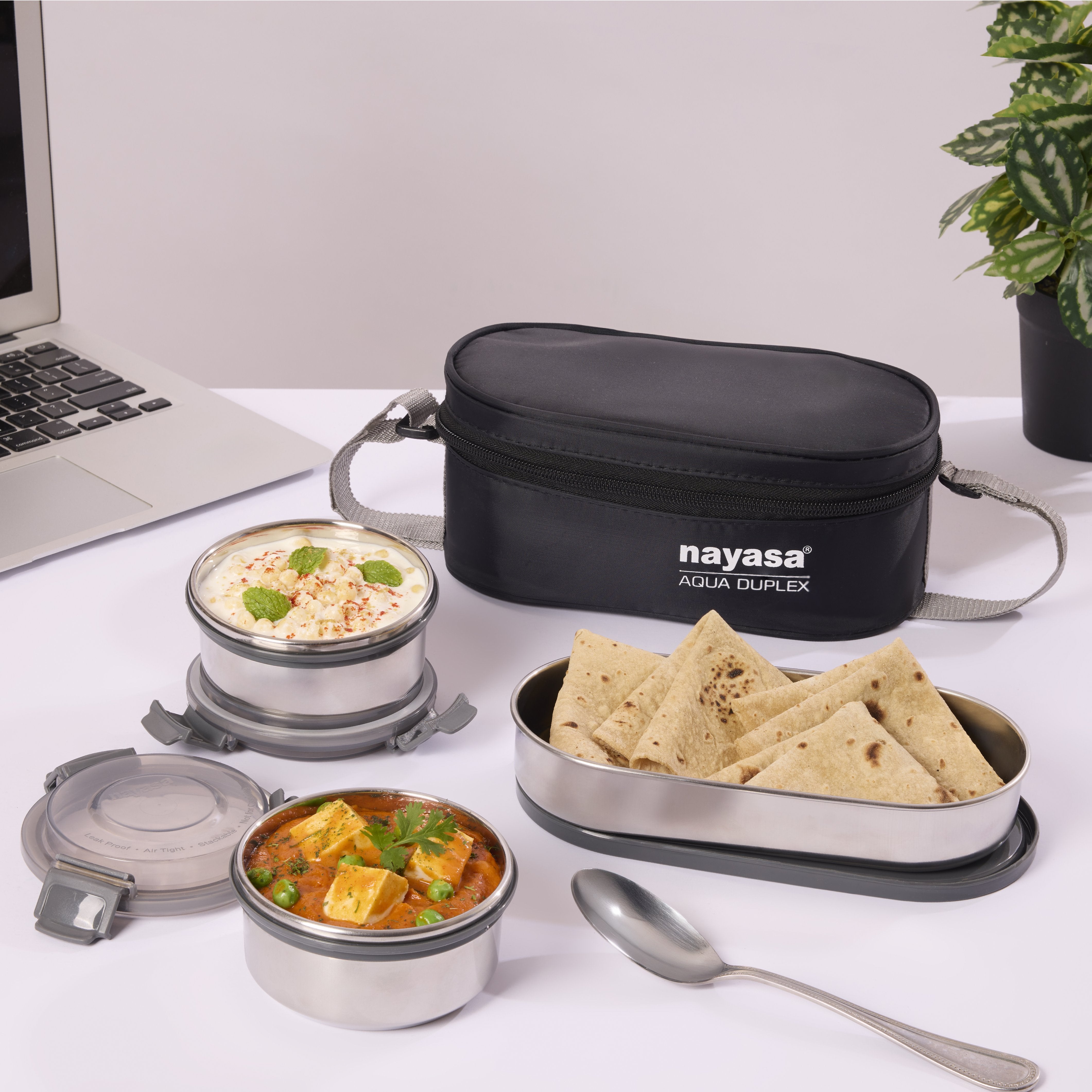 Aqua Duplex Lunch Box Black