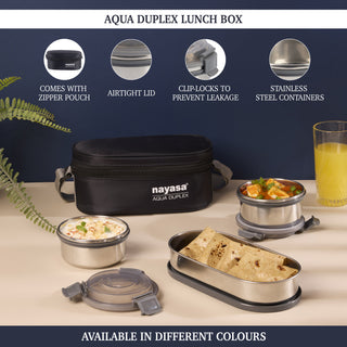 Aqua Duplex Lunch Box Black