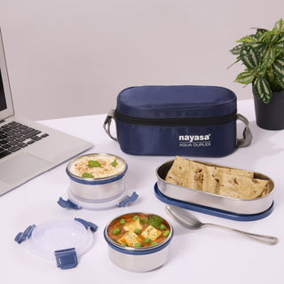 Aqua Duplex Lunch Box Blue