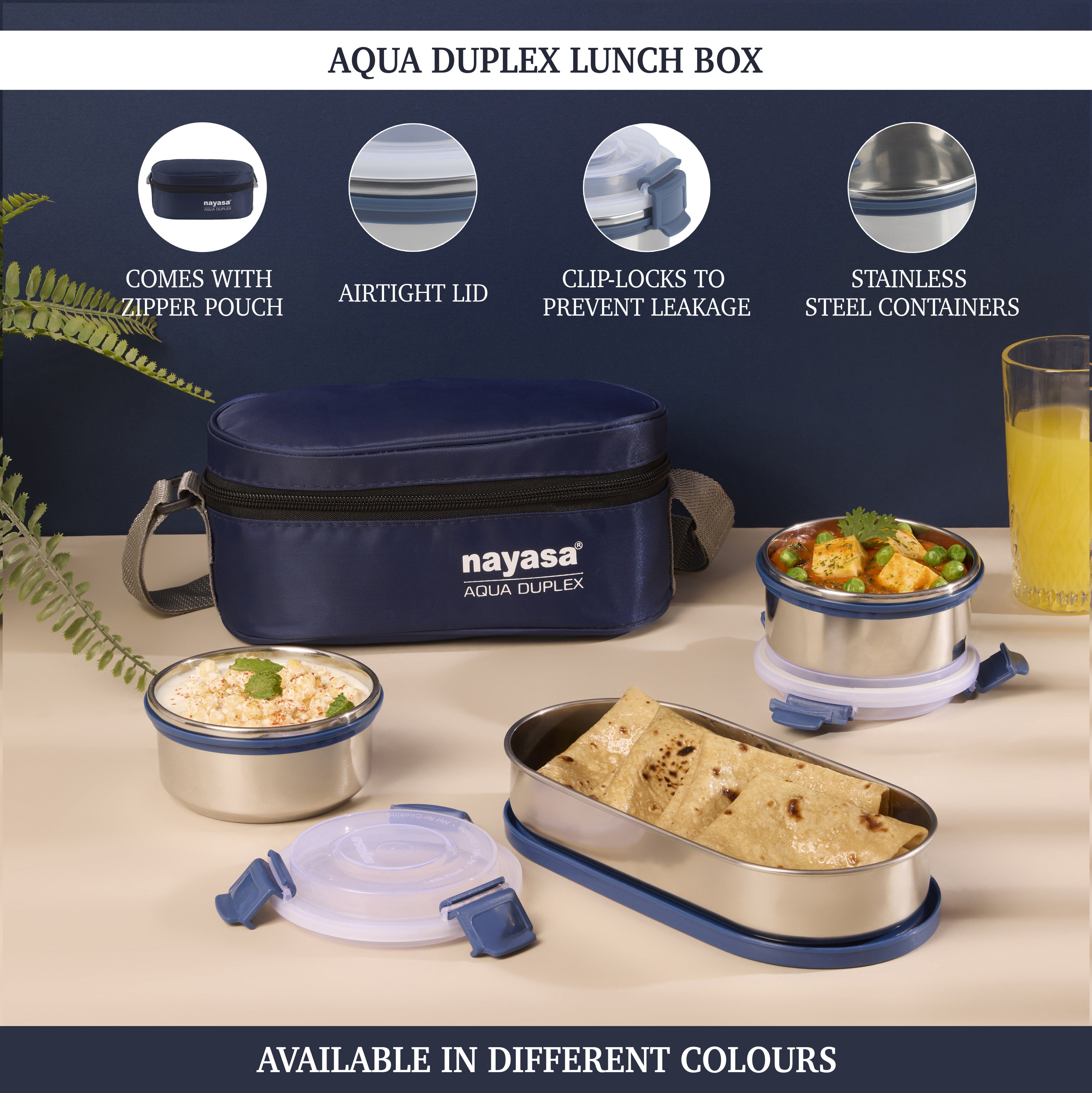 Aqua Duplex Lunch Box Blue