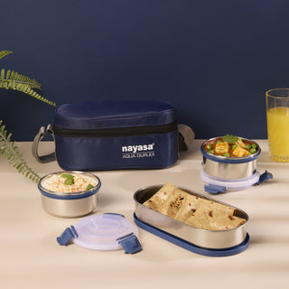 Aqua Duplex Lunch Box Blue