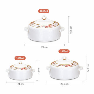 Coral Casserole Gift Set Of 3  1000, 1500, 2000 ml