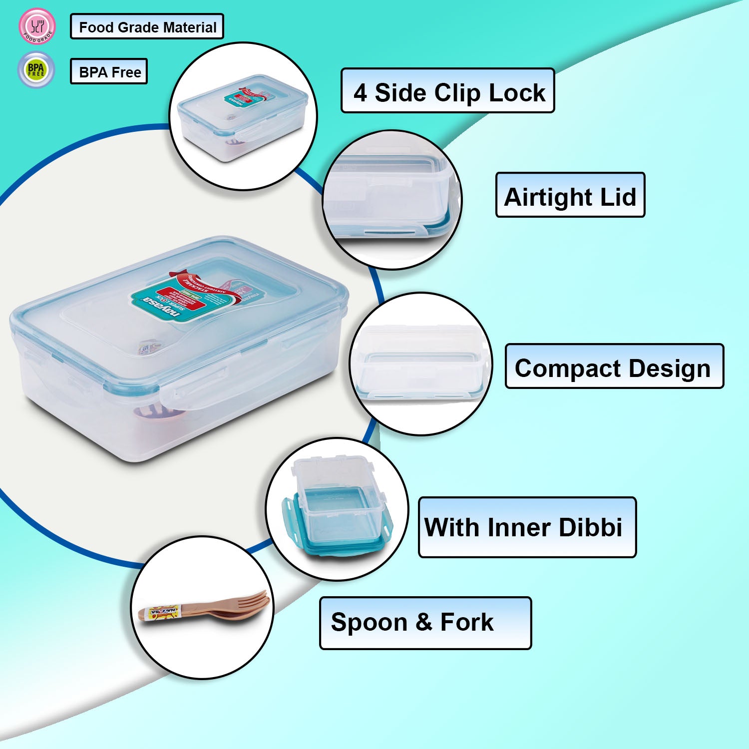 Super Lock Deluxe Lunch box Green / 800 ml / Set of 2