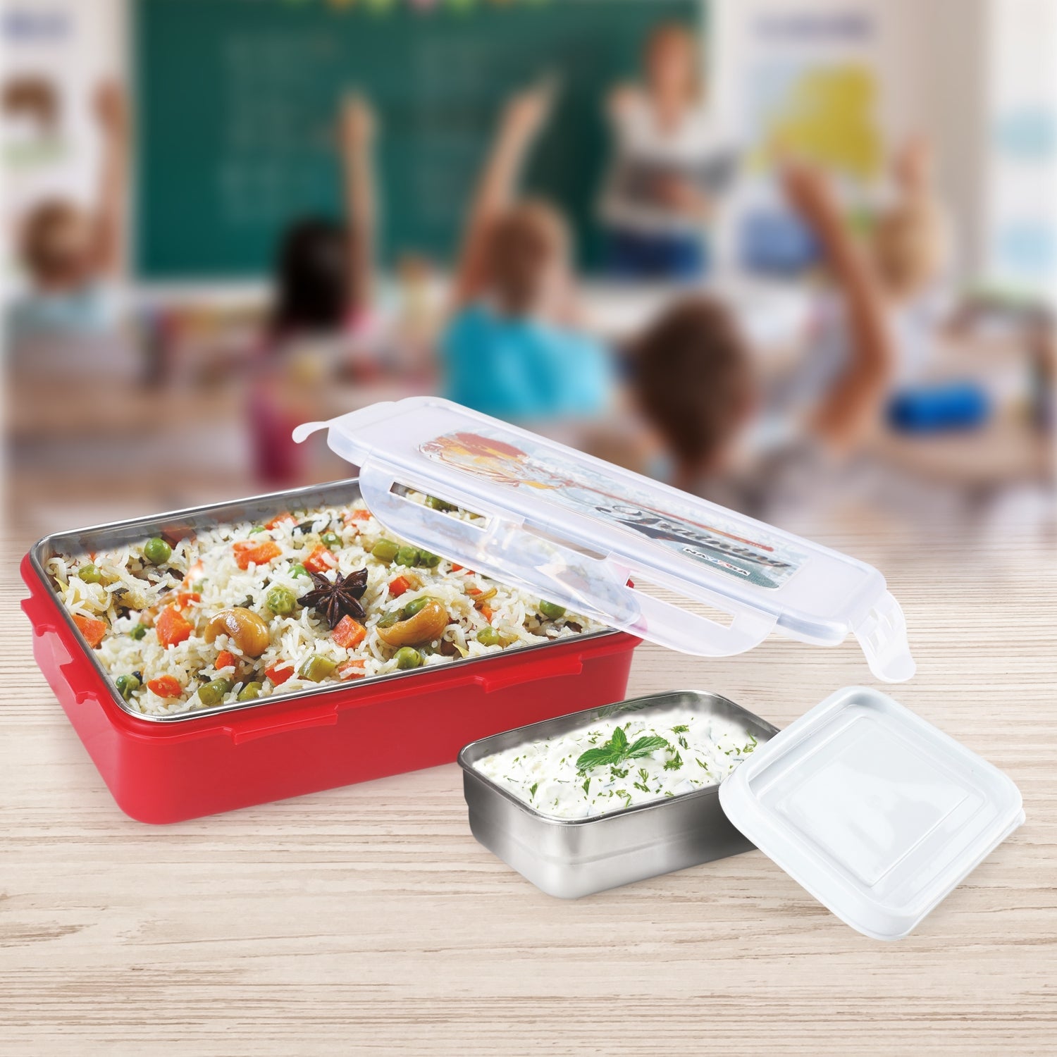 Super Lock Deluxe Lunch box Red / 800 ml / Set of 1