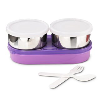 Duplex Deluxe Lunch Box with 2 Stainless Steel Containers & Soft Insulated Bag