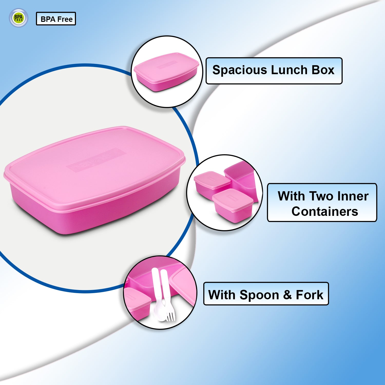 Witty Big Regular Lunch Box, set of 3 Pink