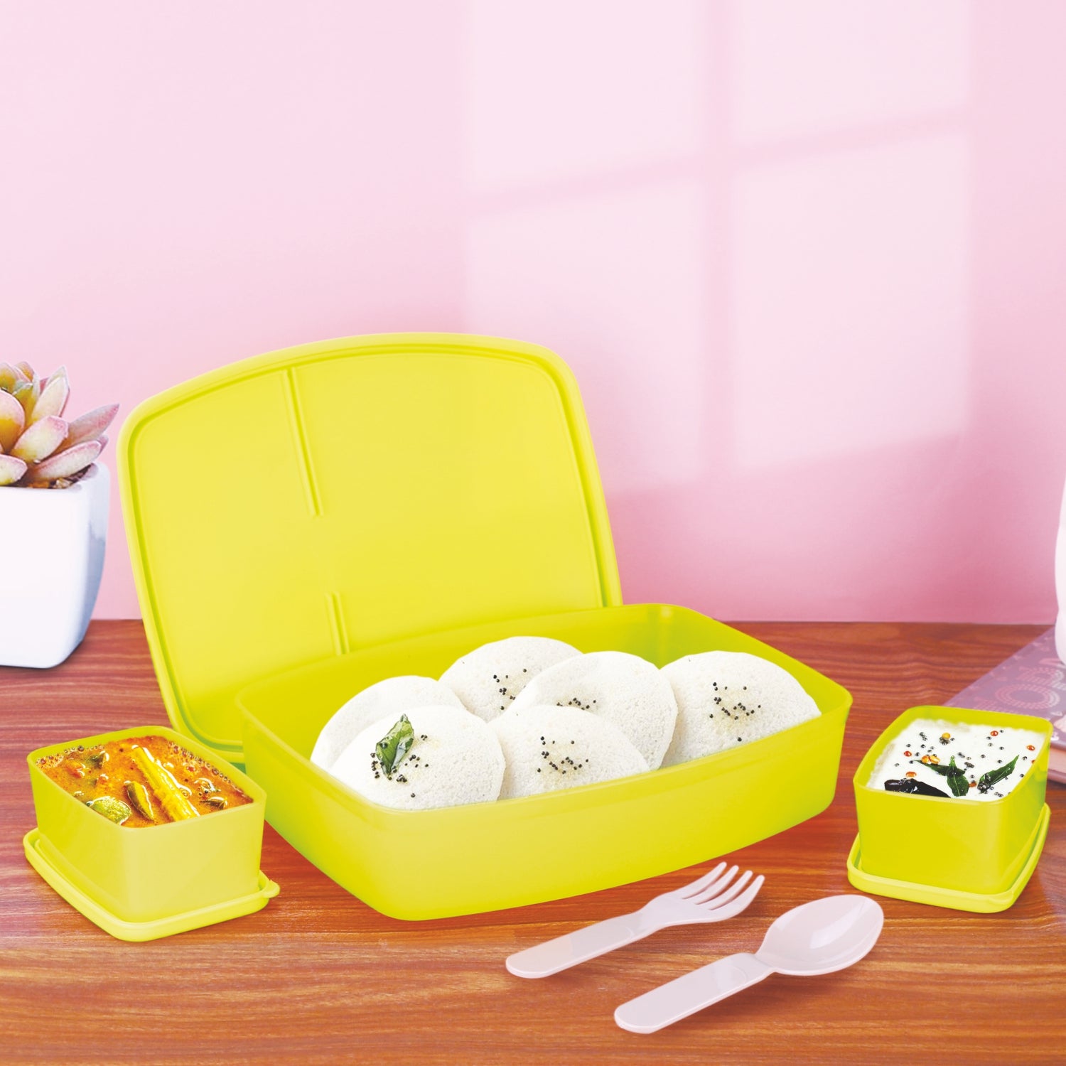 Witty Big Regular Lunch Box, set of 3 Green