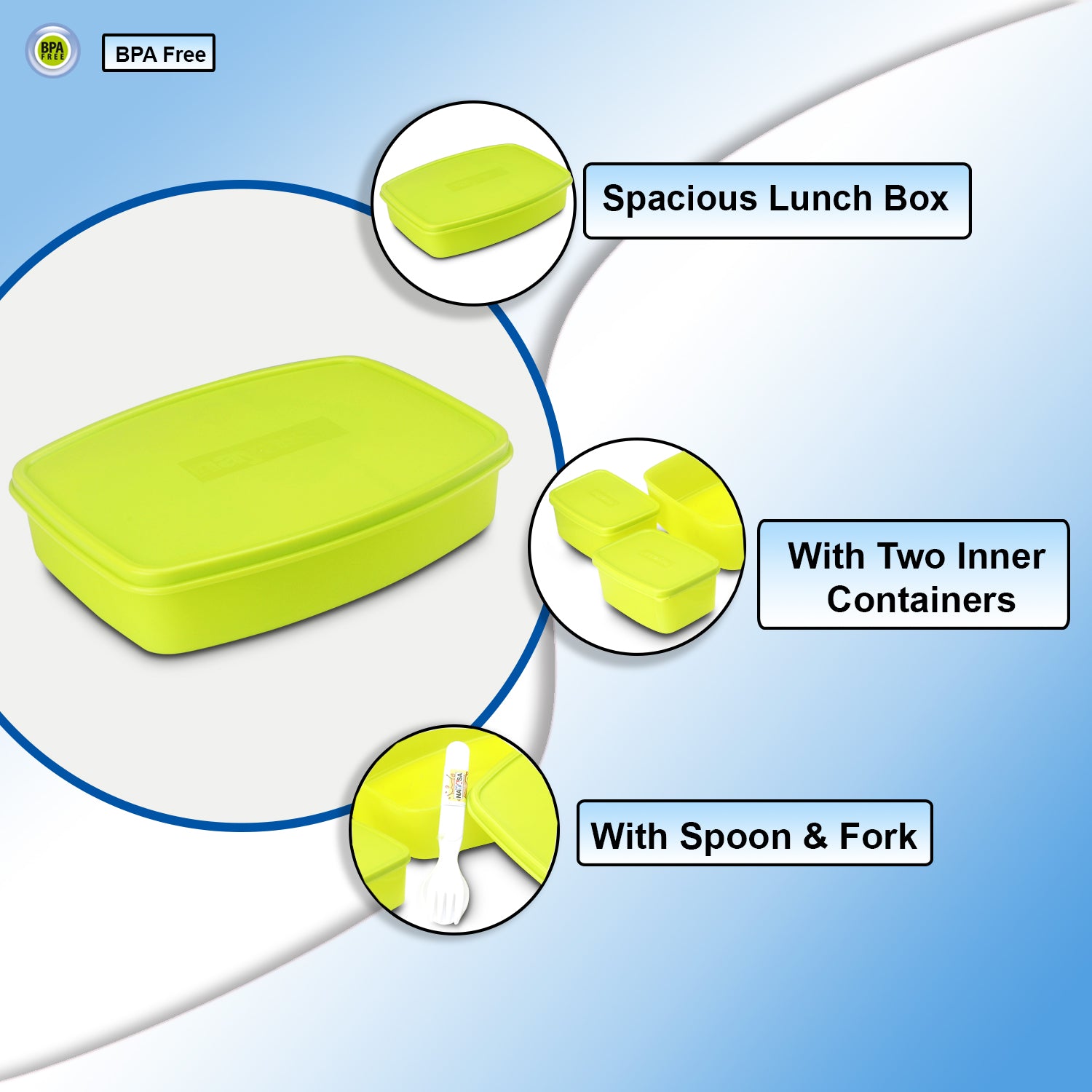 Witty Big Regular Lunch Box, set of 3 Green