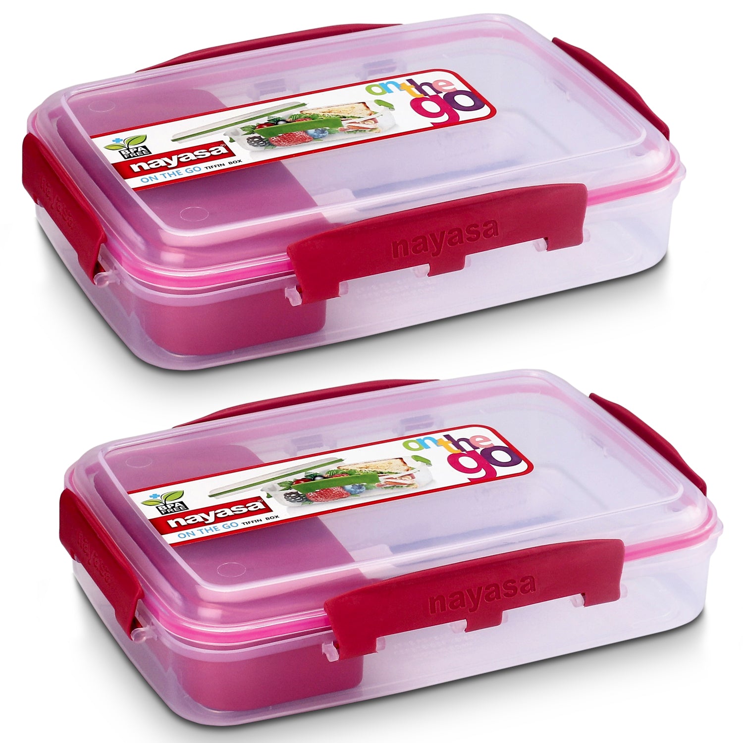 On The Go Lunch Box, Pack of 2 Pink