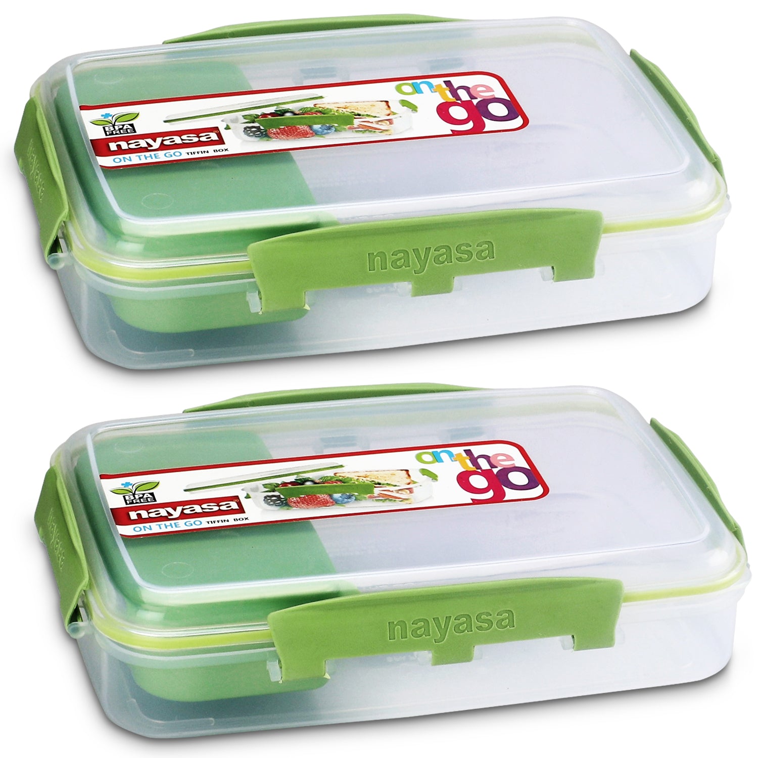 On The Go Lunch Box, Pack of 2 Green