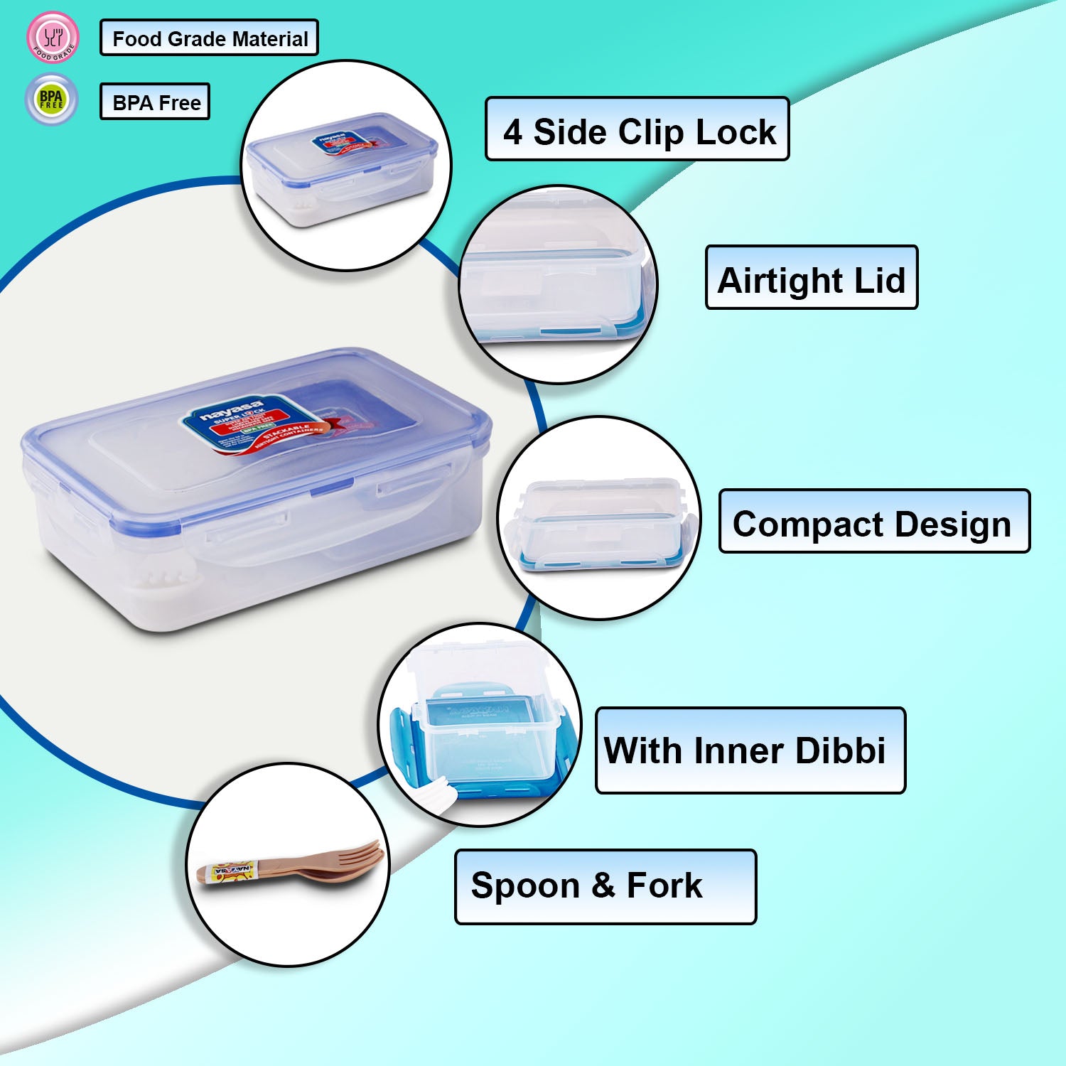 Super Lock Deluxe Lunch box Blue / 550 ml / Set of 2