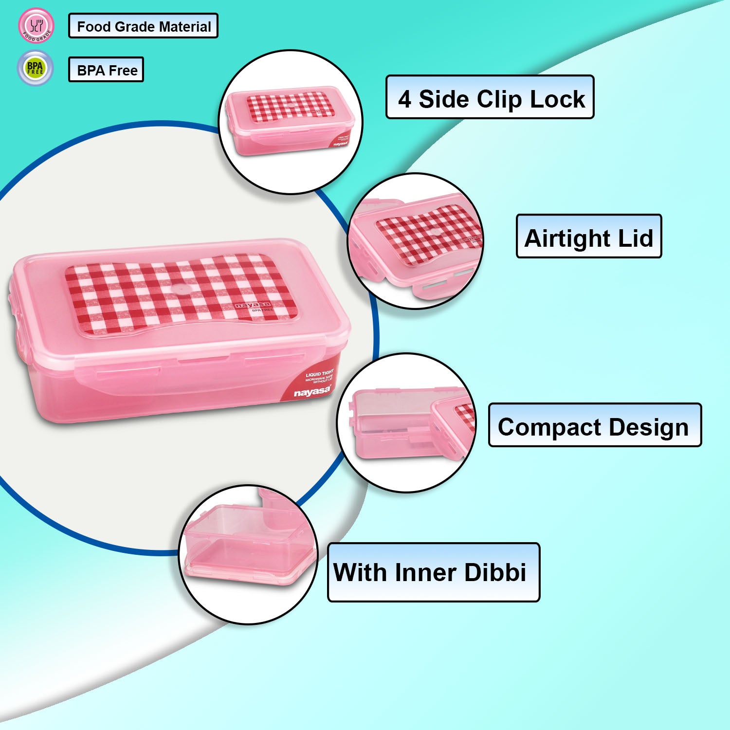 Super Lock Deluxe Lunch box Pink / 800 ml / Set of 2