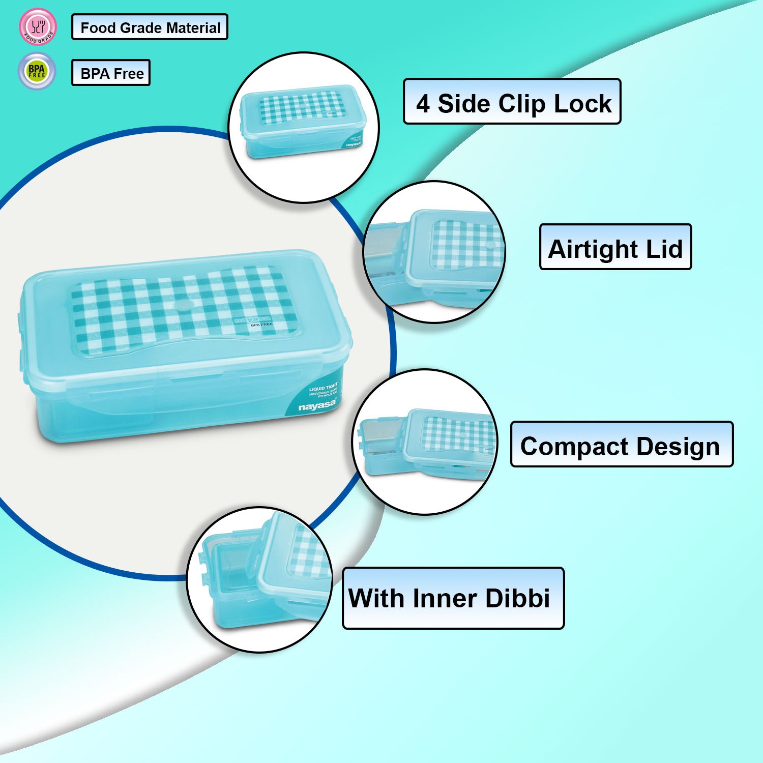 Super Lock Deluxe Lunch box Sky Blue / 800 ml / Set of 2