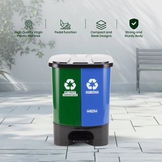 2 In1 Pedal Dustbin Green & Blue / 19 Ltrs
