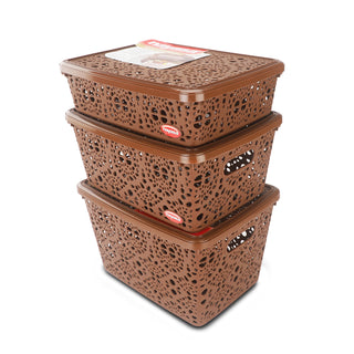 Flower Storage Basket Brown / Combo( S+M+B)