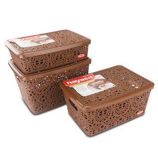 Flower Storage Basket Brown / Combo( S+M+B)